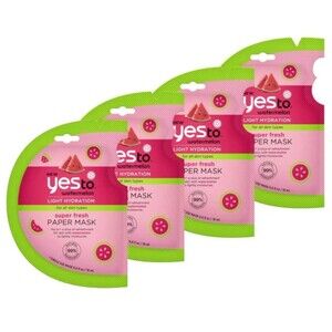 Set of 4 Yes To Watermelon Super Fresh Paper Mask Set - Light Hydration